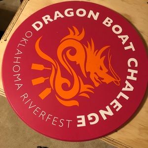 Oklahoma river fest actual promo wooden circular painted sign great to hang